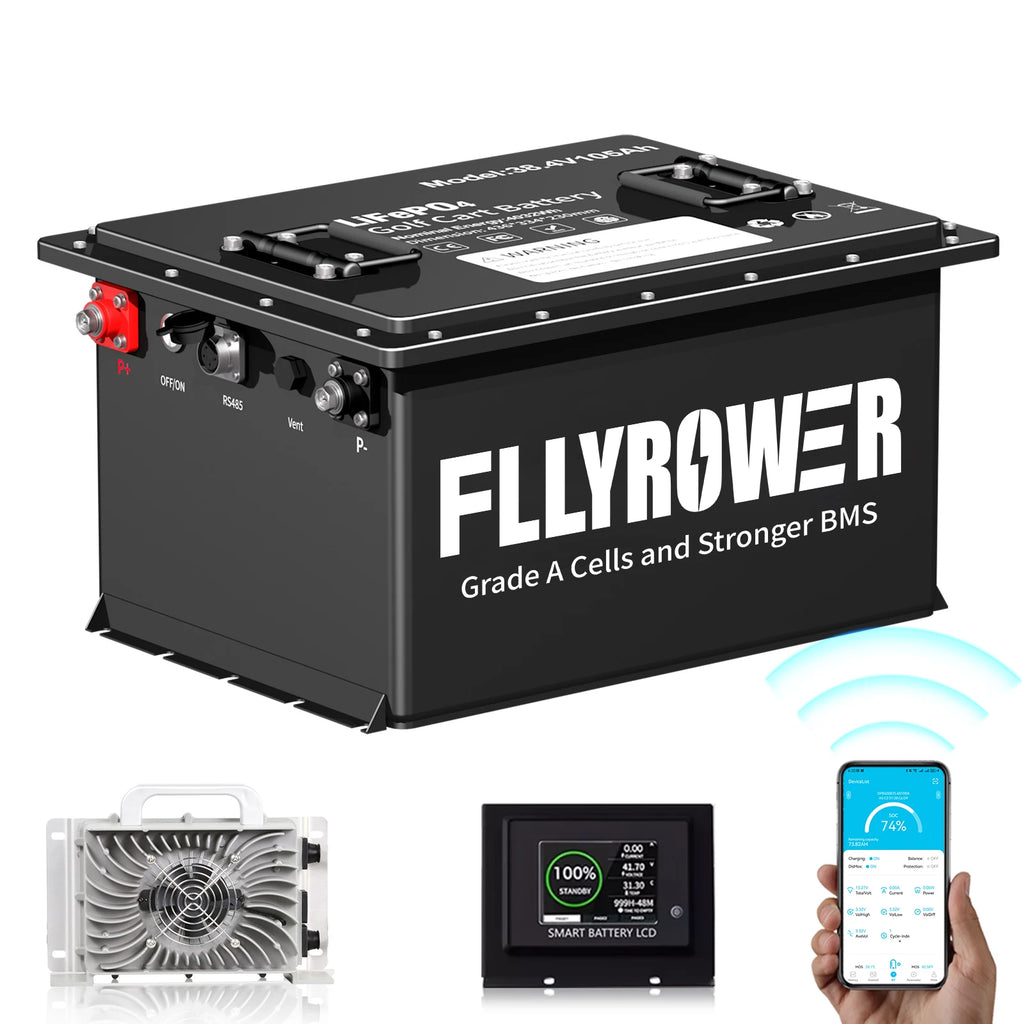 FLLYROWER 36V 105Ah LiFePO4 Golf Cart Battery